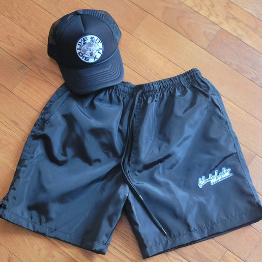 Black Windbreaker Shorts