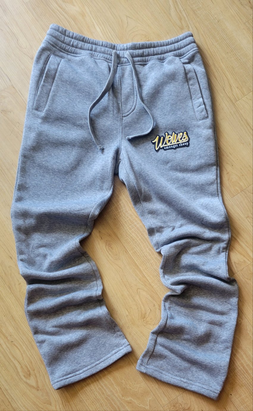 "Wolves" Gray Flared Sweatpants